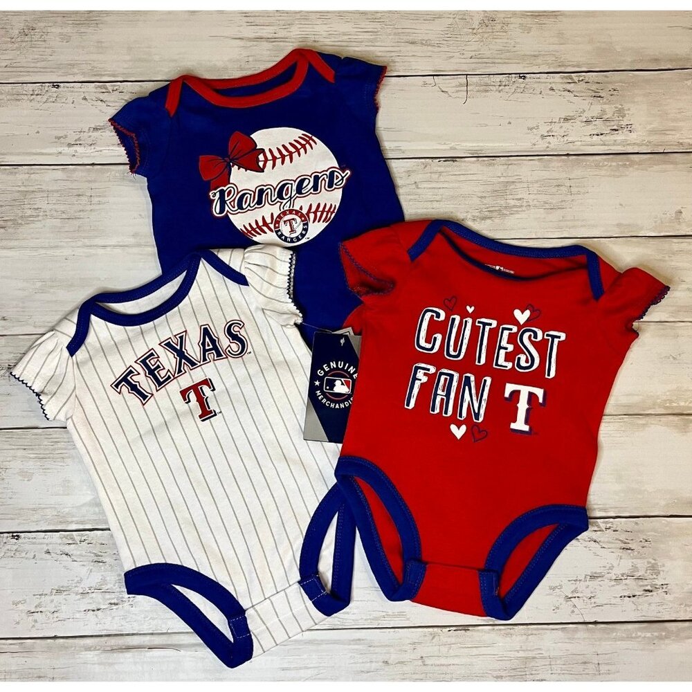 MLB Newborn Texas Rangers Bodysuit 3 Piece Set 0-3 M